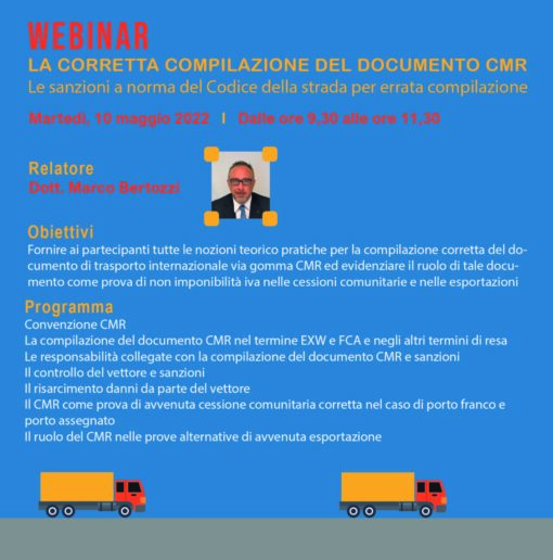 Webinar - LA CORRETTA COMPILAZIONE DEL DOCUMENTO CMR