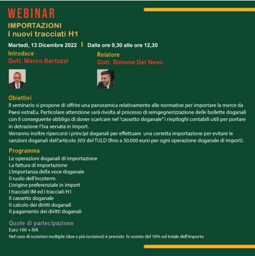 Webinar - Importazioni: i nuovi tracciati H1