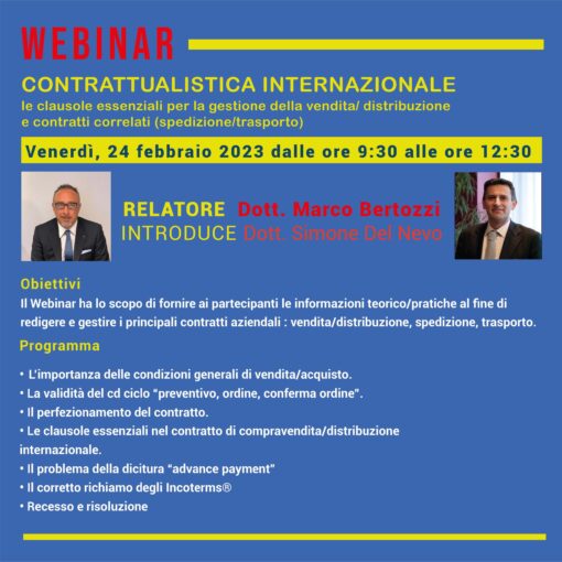 Webinar - Contrattualistica Internazionale