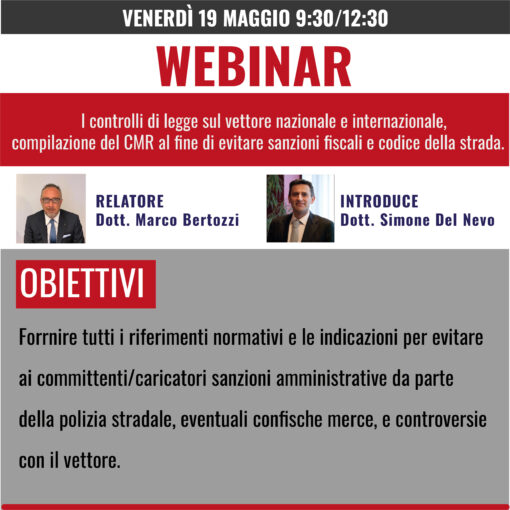 WEBINAR I controlli di legge sul vettore nazionale e internazionale