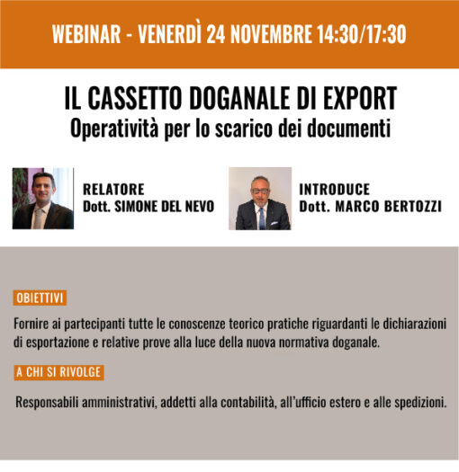Webinar - Il cassetto doganale di export: operativita per lo scarico dei documenti