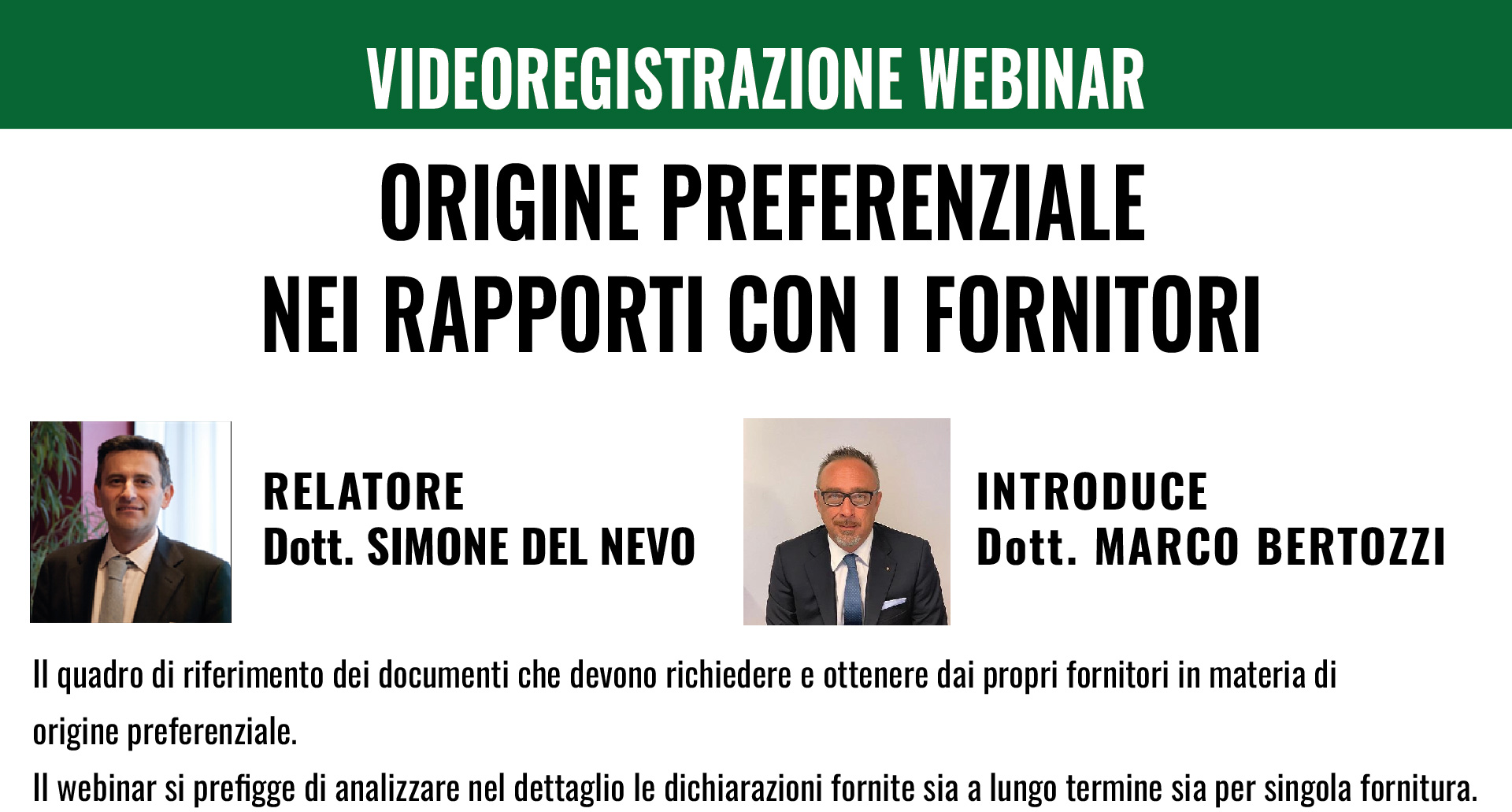 Origine preferenziale nei rapporti con i fornitori