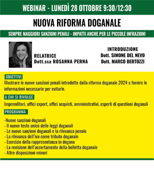 Webinar - Nuova Riforma Doganale: sempre maggiori sanzioni penali e impatti anche per le piccole infrazioni