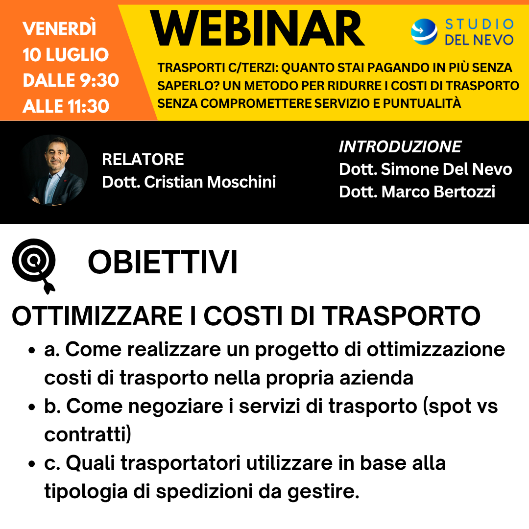 Webinar - Trasporti C/Terzi: Quanto stai pagando in più senza saperlo?